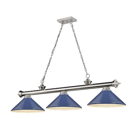Z-Lite Cordon 3 Light Billiard, Brushed Nickel & Navy Blue 2306-3BN-MNB